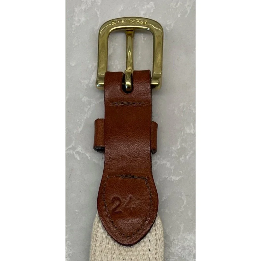 Leather Man Ltd Nautical Flags Belt Navy Canvas & Leather Essex CT Youth Size 24